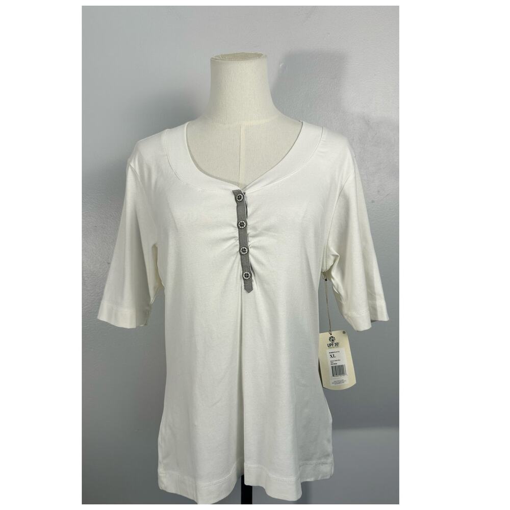 Royal Robbins Womens Henley Top NWT White UV Protection Outdoor Travel Size XL